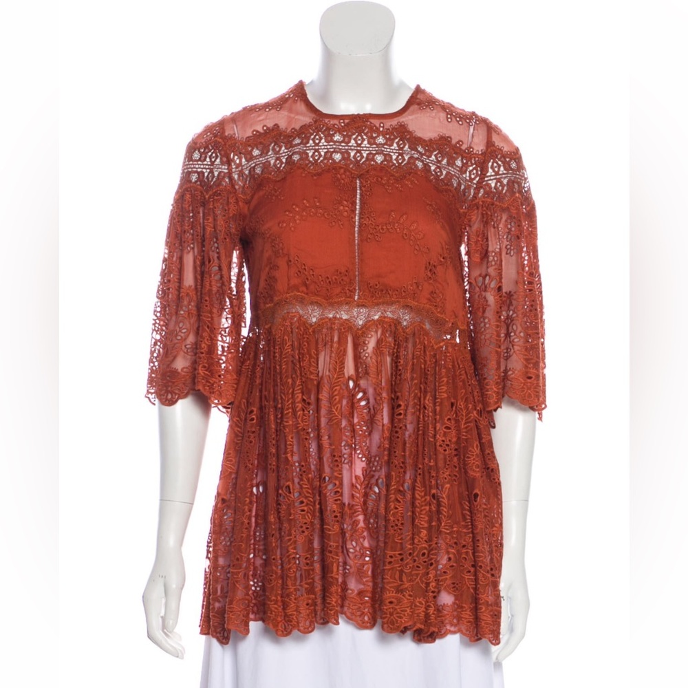 Zimmermann Elegant Lace Women Top in Rust